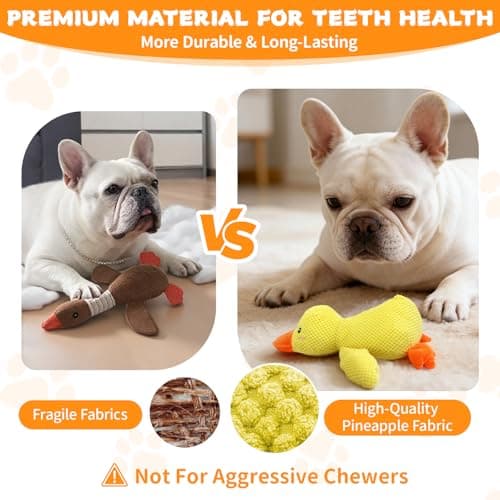 VOXGET Calming Duck Toy for Dogs, 2026 New Interactive Crinkle Toy with Quack Sound for Dogs Teeth, Soft Stuffed Plush Mellow Calming Duck Pillow for Puppy Keep Busy -Yellow, 9.8"x8.6"(S) - Thumbnail 4