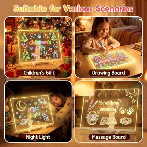 Warm Led Drawing Board for Kids, 17" Flicker-Free Led Note Board with Upgrade Bracket, Soft Light Board with 12 Markers, Holiday Gifts for Kids Ages 3-12, Girl Gifts Boy Gifts - Thumbnail 4