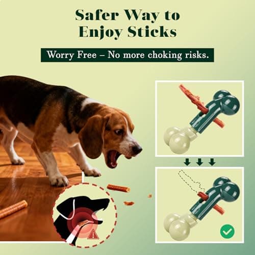 Apasiri Bully Stick Holder for Medium/Large Dogs - Anti-Choking, Prevents Swallowed Ends - Nylon Dog Chew Toy - Dishwasher Safe, Green - Thumbnail 2