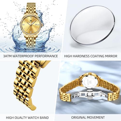 OLEVS Watch Women Small Dial Diamond Watches for Women Waterproof Stainless Steel Ladies Watches Analog Womens Watches Fashion Luxury Dress Reloj para Muje - Thumbnail 5