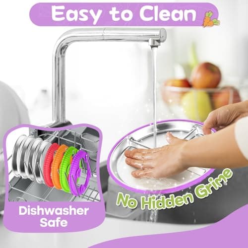 Semloo Stainless Steel Kids Plates with Suction, 2Pack 9" Divided Toddler Plates Removable Non Slip Silicone Sleeves Baby Feeding Led Weaning Supplies, BPA Free, Unbreakable Dishwasher Safe - Thumbnail 3