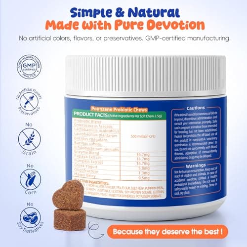 Pounzene Dog Probiotic Chew, Digestive Health, Gut Supplement, Salmon 100Ct - Thumbnail 6