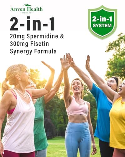 Spermidine & Fisetin Supplement - 20mg of 99% Spermidine Per Serving, 3HCL & 300mg Fisetin for Women Men Cell Renewal, Aging Defense & Longevity, Gluten Free, Non-GMO, Made in USA | 30 Veggie Caps - Thumbnail 3
