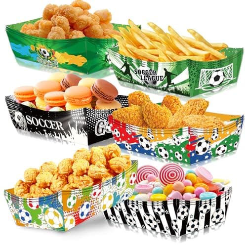 TOLGOE Soccer Party Supplies Decorations 2026-18 PCS Disposable Paper Food Trays for World Cup Game Day, Soccer Themed Plates for Popcorn, Nachos, Fries, Hot Dogs - Image 1