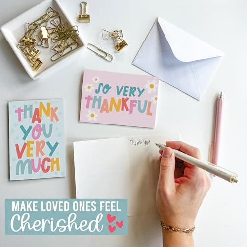 Hadley Designs Bulk Thank You Cards with Envelopes - 54 Kids Thank You Cards For Teachers, Cute Thanks Blank Cards and Envelopes, Fun Appreciation Note Card for Birthday, Baby Shower & Small Business - Thumbnail 5
