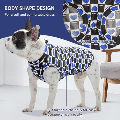 Sychien Dog Shirts Quick Dry Summer Cooling Love Heart Printing Dogs T-Shirt,Red+Blue XS - Thumbnail 4