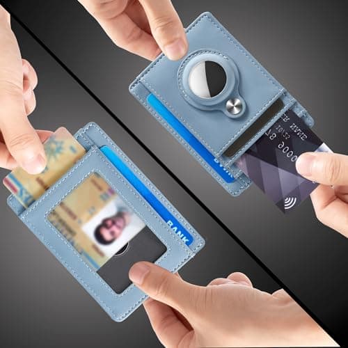 Hawanik Slim Minimalist Front Pocket Air Tag Wallet, RFID Blocking Card Holder Wallet with Airtag Holder - Thumbnail 2