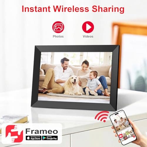 Digital Picture Frame, Frameo 10.1 Inch WiFi Electronic Photo Frame, 1280x800 HD IPS Touch Screen, Auto-Rotate, Wall Mountable, Easy Setup to Share Moments Instantly via Frameo App, Gifts for Mom - Thumbnail 2