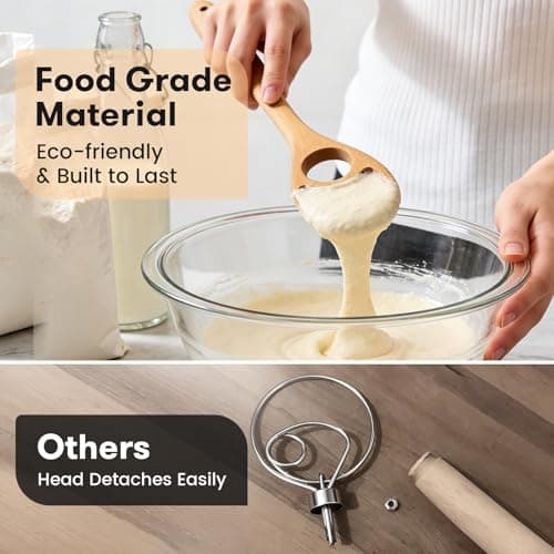 Drcomtruing Wooden Danish Dough Whisk - 12.6" Handcrafted Dutch Bread Whisk for Batter, Pizza Dough & Baking - Upgraded One-Piece Sourdough Whisk with Flow-Through Design-2 Pack - Thumbnail 3