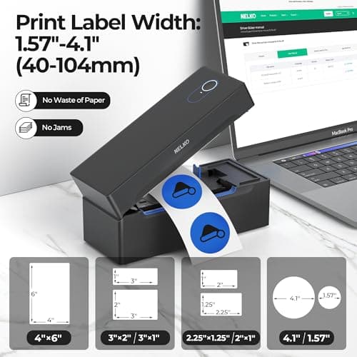 Nelko Bluetooth Thermal Shipping Label Printer, Wireless 4x6 Shipping Label Printer for Shipping Packages, Support Android, iPhone and Windows, Widely Used for Amazon, Shopify (Black) - Thumbnail 4