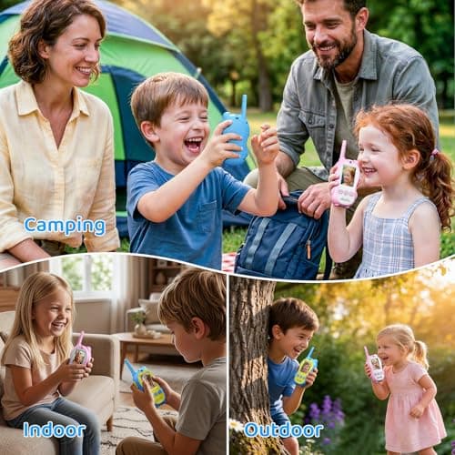 Video Walkie Talkies for Kids, 2 Pack Rechargeable Penguin Two Way Radios with Video Call 2" Screen, Voice Changer & Sticker Effects, Long Range Indoor Outdoor Camping Toys for Boys Girls 3-12 - Thumbnail 6