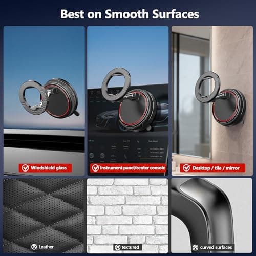 NotiXas Car Phone Holder Mount, 108LBS Vacuum Suction for MagSafe Car Mount, 3000gf Magnetic 360° Adjustable Carbon Fiber Phone Holders for Your Car for iPhone 17 Pro Ma/17/16/15/14/13/12, Desk & Gym - Thumbnail 4