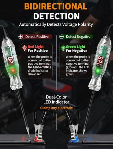 Automotive Test Light, 3-70V Digital LED Voltage Tester, Auto Circuit Tester with Voltmeter, Dual Polarity Indicator and Stainless, Bidirectional Electrical Voltage Test Pen for Car/Truck/SUV Checker - Thumbnail 3