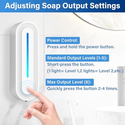 Automatic Soap Dispenser Wall Mount for Bathroom, 14.2oz Rechargeable Touchless Adjustable Auto Smart Foaming Hand Soap Dispenser for Bathroom,Kitchen,Office,Foam - Thumbnail 4