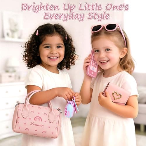 Dreamon Play Purse for Little Girls - 30PCS Toddler Purse with Wooden Pretend Makeup Kit, Handbag, Phone, Wallet, Keys - Princess Pretend Play Toys Birthday Gift for Girls Age 3 4 5 6 + Year Old - Thumbnail 6