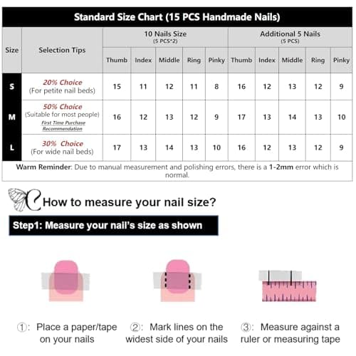 Handmade Nails Medium Pink Almond Press On Nails Press On Women Gifts 3D French Tip Press On Nails Stick On Nails For Women COOLYOUNG 15 PCS, Size S - Thumbnail 5