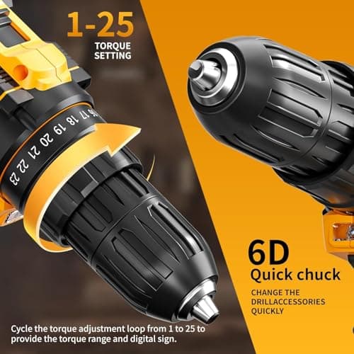 Aredale Cordless Drill Set, 12V Power Drill Driver with 2 Battery and Charger & Toolbox, 3/8" Keyless Chuck, 2 Variable Speed, 25+1 Torque Setting with LED for Home DIY - Thumbnail 2