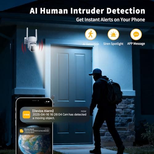 3-Link Solar Security Cameras Wireless Outdoor 2 Packs, Color Night Vision, SD/Cloud Storage, 2-Way Talk, 2.4GHz WiFi, IP65 Waterproof, 360° View - Thumbnail 5