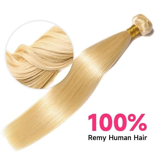 613 Blonde Bundles Human Hair 12A Grade Blonde Straight Hair 100% Unprocessed Brazilian Virgin 1 Bundle Remy Hair Extensions for Black Women 18 Inch - Thumbnail 3