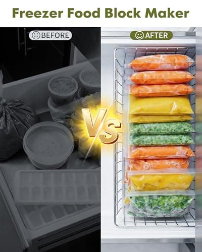 iCASA Soup Cubes Freezer Mold - 6 Cup Freezer Food Block Maker, Meal Prep Bag Container to Freeze Soups, Sauces, Leftovers & Bone Broth, Compatible with Gallon Freezer Food Storage Bag, Large - Thumbnail 5