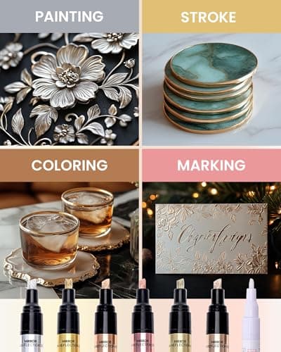 Resiners Metallic Markers, Chrome Paint Marker for Metal Model, Glass Coloring, Stroke, Painting, DIY Craft, Reflective Gloss, 2-5 mm Larger Application Area, Epoxy Resin Tools (6 Colors) - Thumbnail 3