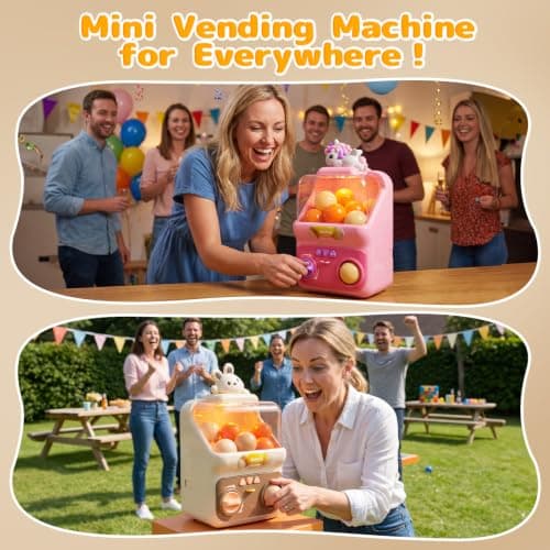 Skirfy Gumballs Machine Toy for Kids,15 PCS 1.77 in Capsules Light Up Vending Machine Operated Gumballs Prize Arcade Game Claw Machine Game Sensory Toys Dolls Gifts - Thumbnail 6