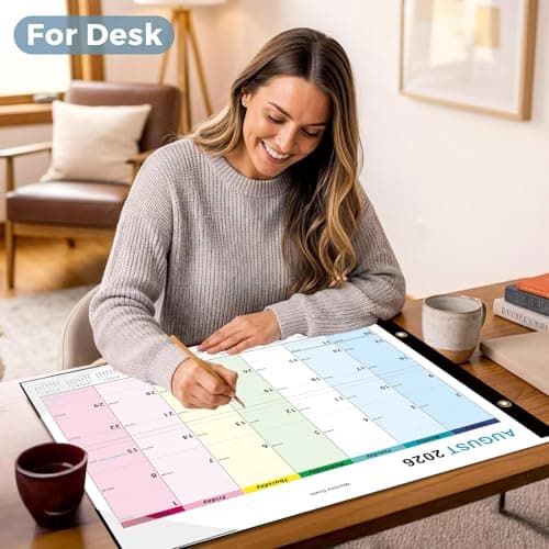 Dayvorax 2026-2027 Desk Calendar - 22" x 17", 18 Month Calendar Jan 2026 - Jun 2027, Large Monthly Desktop Calendar with Daily Blocks, Thick Paper, Corner Protectors - Colorful (3 Stickers Included) - Thumbnail 2
