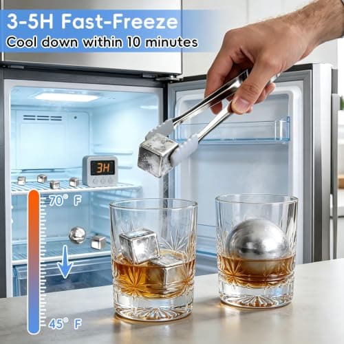 Farafox Whiskey Stones Set 40mm/5mm Ice Cubes and 55mm Ice Balls - Thumbnail 4