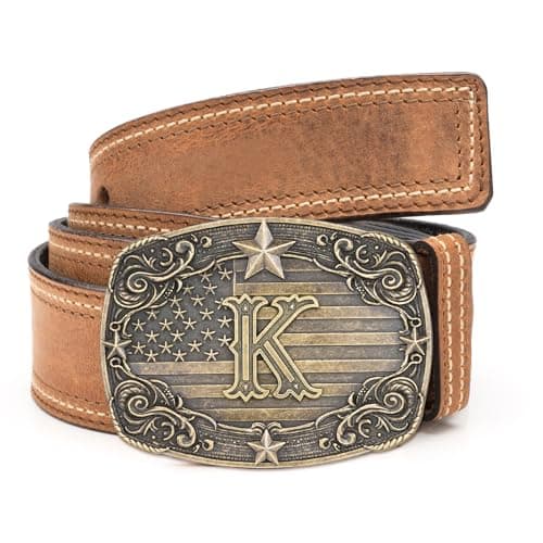 Absbolo Western Belt Buckle Men Initial Letter ABCDJRM to Z Rodeo Cowboy Belt Buckles for Women K - Thumbnail 3