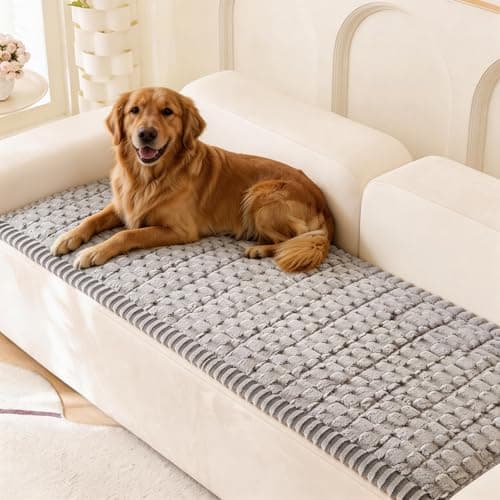 Eco-Ancheng Couch Cover for Dogs Pet Couch Cover for Sofa Washable Dog Sofa Covers Couch Protector for Cushion Fuzzy Non Slip Couch Slipcover with Elastic Strap for Pet Dog(Light Gray,1PC/27.6x70.9in) - Image 1