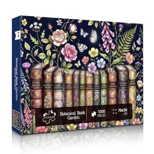 Botanical Book Garden Puzzles for Adults 1000 Pieces,Challenging Jigsaw Puzzles,Difficult Puzzle for Family Game Night,Vintage Flower Book Puzzle,Puzzle with Letters on Back Games