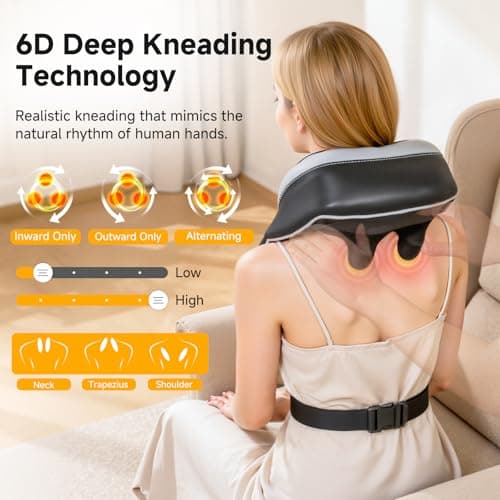 Senluyi 6D Neck Massager for Pain Relief Deep Tissue, Kneading Shiatsu Neck and Shoulder Massager with Heat,Cordless Massager for Back and Shoulder Pain, Mothers Day Gifts for Women Fathers Day Men - Thumbnail 3