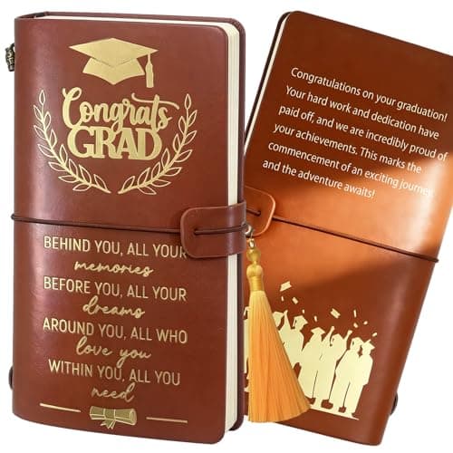 Graduation Gifts Leather Journal Notebook for Her Him, Class of 2026 Senior High School College Masters Degree Phd Nurse Inspirational Graduation Gift Ideas for Women Men Student Graduate Travel - Image 1