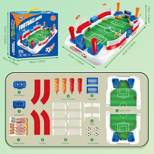 Mini Foosball Table Soccer Board Games for Kids&Adults Indoor Tabletop Football Toys Pinball Machine Family Game & Birthday Christmas Soccer Gifts for Boys 6 7 8-12 Years - Thumbnail 2