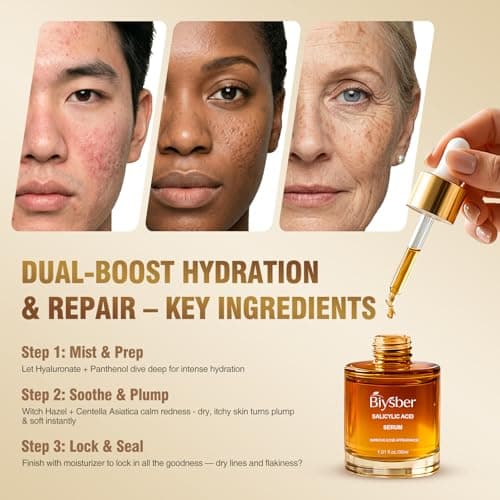 BIYSBER Salicylic Acid 2% Serum Solution for Face: Gently Exfoliating Facial Serum for Acne,Blackhead & Open Pores & Reduces Excess Oil - Hydrating& Soothing Skin Care Serum for Acne Prone&Oily Skin - Thumbnail 4