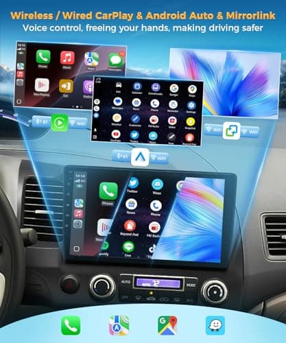 XGU 8 Core 2+64G Car Stereo for Honda Civic 2006 2007 2008 2009 2010 2011 Radio Apple Carplay Android Auto,10.1" Touch Screen for Civic Head Unit GPS Navi,5G WiFi,FM RDS EQ HiFi,SWC,Backup Camera - Thumbnail 3