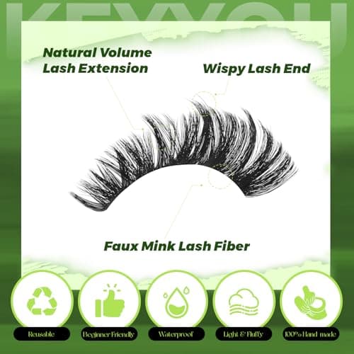 KEYYOU 584 Pcs Lash Clusters Kit 60/80/100/200D MIX 10-18mm D Curl Fluffy Wispy Individual Lashes Thin Band with Bond and Seal, Applicators – Professional Lash Extension Kit - Thumbnail 4