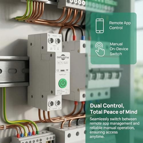 WiFi Smart Switch, 1-63A Adjustable WiFi Circuit Breaker, Smart Life/Tuya APP Remote Control Monitor Voltage Power Energy Usage, Compatible with Alexa Google Home, DIN Rail Mountable - Thumbnail 3