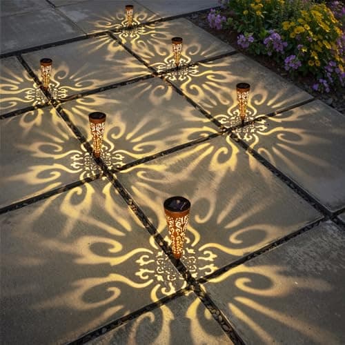 Go2garden 6Pcs Garden Solar Lights Outdoor Stakes Decorative Lighting for Yard, Pathway, Patio Decor Lawn Ornament (Red Copper) - Thumbnail 2