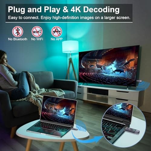 TTQ Wireless HDMI Transmitter and Receiver, Wireless HDMI Extender, 4K Decode 1080P Output, Metal Housing, LED Display, 100FT Range, 2.4G&5G, for PC/Camera/HDTV/Projector/TV Box - Thumbnail 2