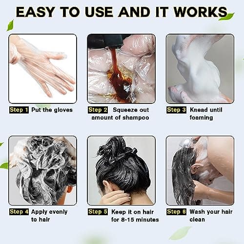 IIIMEIDU Black Hair Dye Shampoo 3 in 1 for Gray Hair, Herbal Ingredients Shampoo Black Hair Dye for Women Men, Grey Coverage Shampoo 500ml - Thumbnail 5