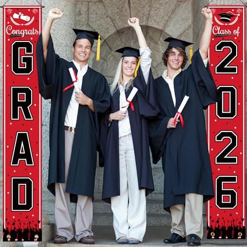 OHOME Graduation Decorations 2026 - Red Congrats Grad Porch Banner for Graduation Party Decorations - Class of 2026 - Party Favors Supplies Backdrop Yard Signs Decor - Thumbnail 6