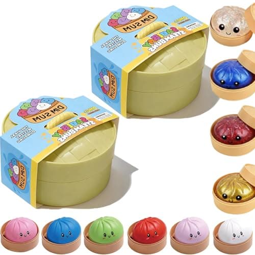 Squeeze Dough Ball Stress Relief Hand Toys - Random Dumpling Squishy Toy , 10 Colors Dumplings Squishy Toy, More Surprises (Random-2PC) - Image 1