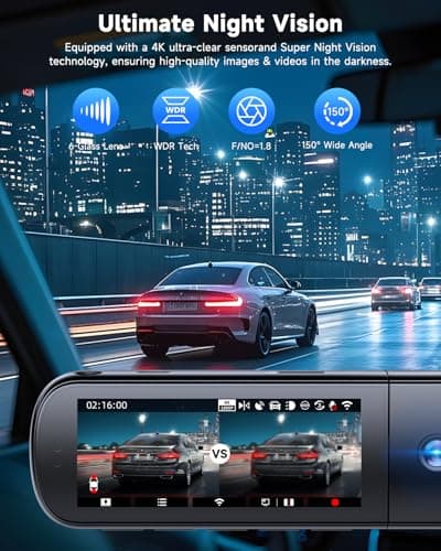 SARMERT 4K 3 Channel Dash Cam, Dash Cam Front and Rear C3, Free 64GB Card, 4K+1080P+1080P Dashcam, G-Sensor, WDR, APP, 5G WiFi, Night Vision, 24H Parking Monitor - Thumbnail 3