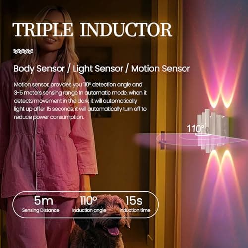 ZSYZDL Rechargeable Motion Sensor Night Light, Magnetic RGB Color Changing LED Ambient Lighting, Compact Battery Operated Indoor Wall Light for Hallway, Stairs, Bathroom & Kids Room (USB-C) - Thumbnail 4