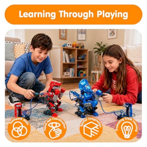 RiteHold Hydraulic Boxing Bots, STEM Building Kit for Kids, Build 2 Hydraulic-Powered Battle Robots, STEM Educational Fighting Robot Toy Set, Christmas Birthday Gift for Boys & Girls Ages 8-18 Adults - Thumbnail 4