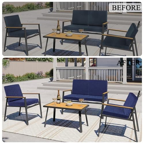 HEBE Stretch Patio Cushion Covers Set 8pcs,Waterproof Outdoor Couch Covers Replacement,Washable Reusable Seat Cushion Slipcovers for Patio Furniture Protector,Chair Cushion Cover - Thumbnail 5