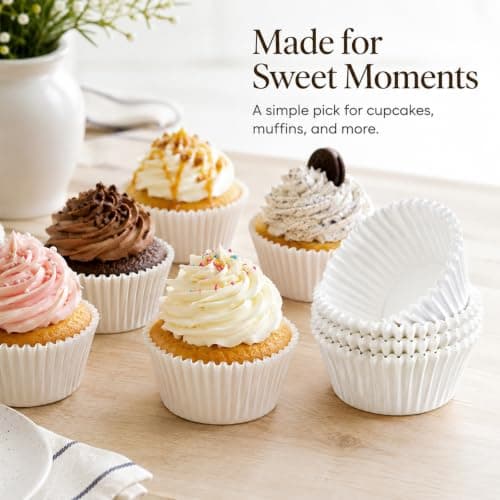 Oeyliz Cupcake Liners 200 Counts Standard Cupcake Liners for Baking Cupcake Liner for Baking Cupcake Wrappers Baking Cups (200, White) - Thumbnail 4