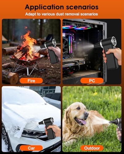 Efficore Super Power Compressed Air Duster, 180K RPM Brushless Motor, 45W Fast Charge; 4 Gears Adjustable Cordless Electric Air Duster; Rechargeable Air Blower for PC, Car, House, Outdoor Cleaning - Thumbnail 6