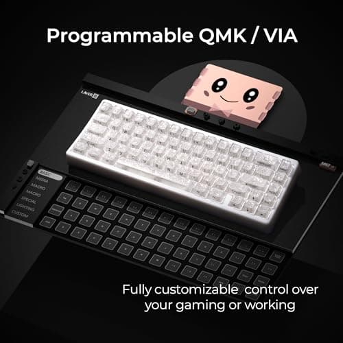 HITIME x XVX M67 JadeStone 60% Wireless Mechanical Gaming Keyboard, VIA Programmable, BT5.0/2.4G/USB-C Creamy Keyboard with Gasket, Hot Swap, RGB Backlits, NKRO for Win/Mac (White, Forged Carbon) - Thumbnail 5